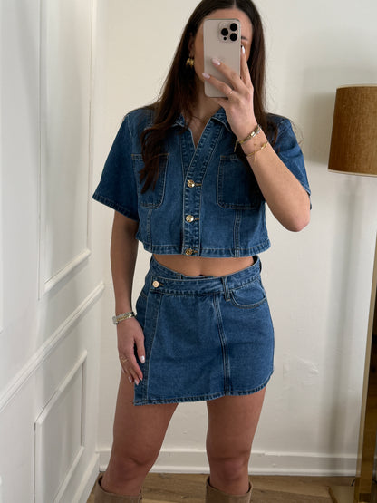 Amy denim short blauw