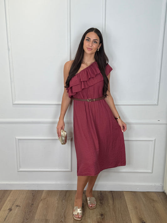 Devy One-shoulder Jurk Rood