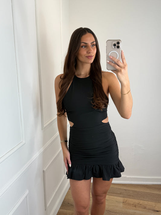 Livia Ruche Jurk - Zwart