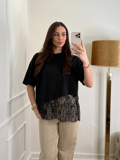 Oversized lace shirt zwart