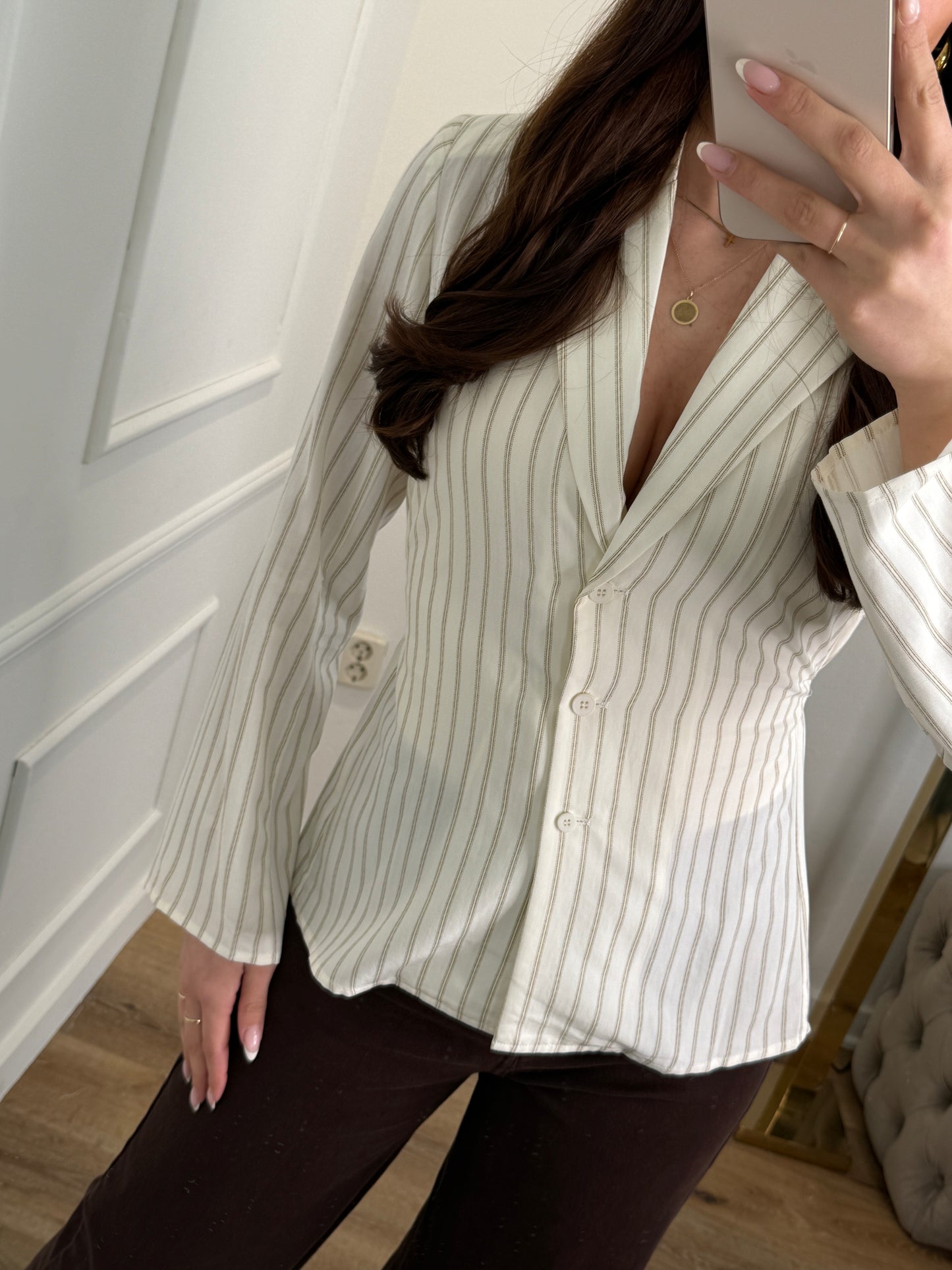 Waist Blouse stripe - creme