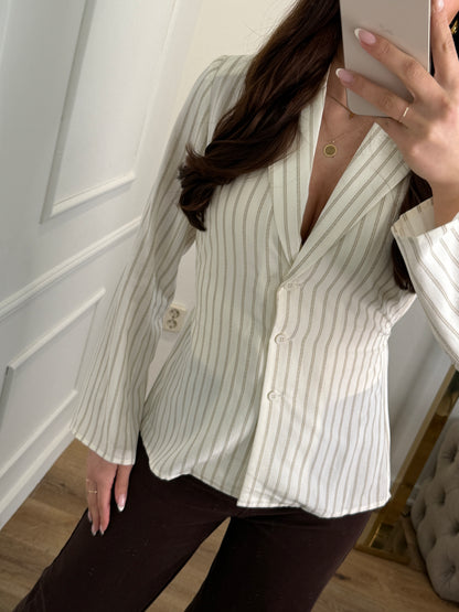 Waist Blouse stripe - creme