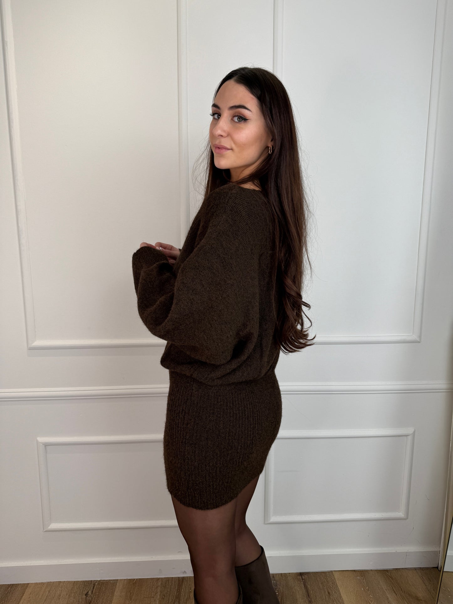 Stephanie knit jurk bruin