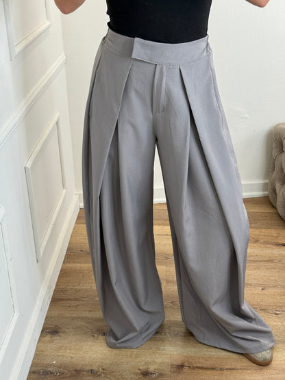 Plooien broek extra lang - grijs