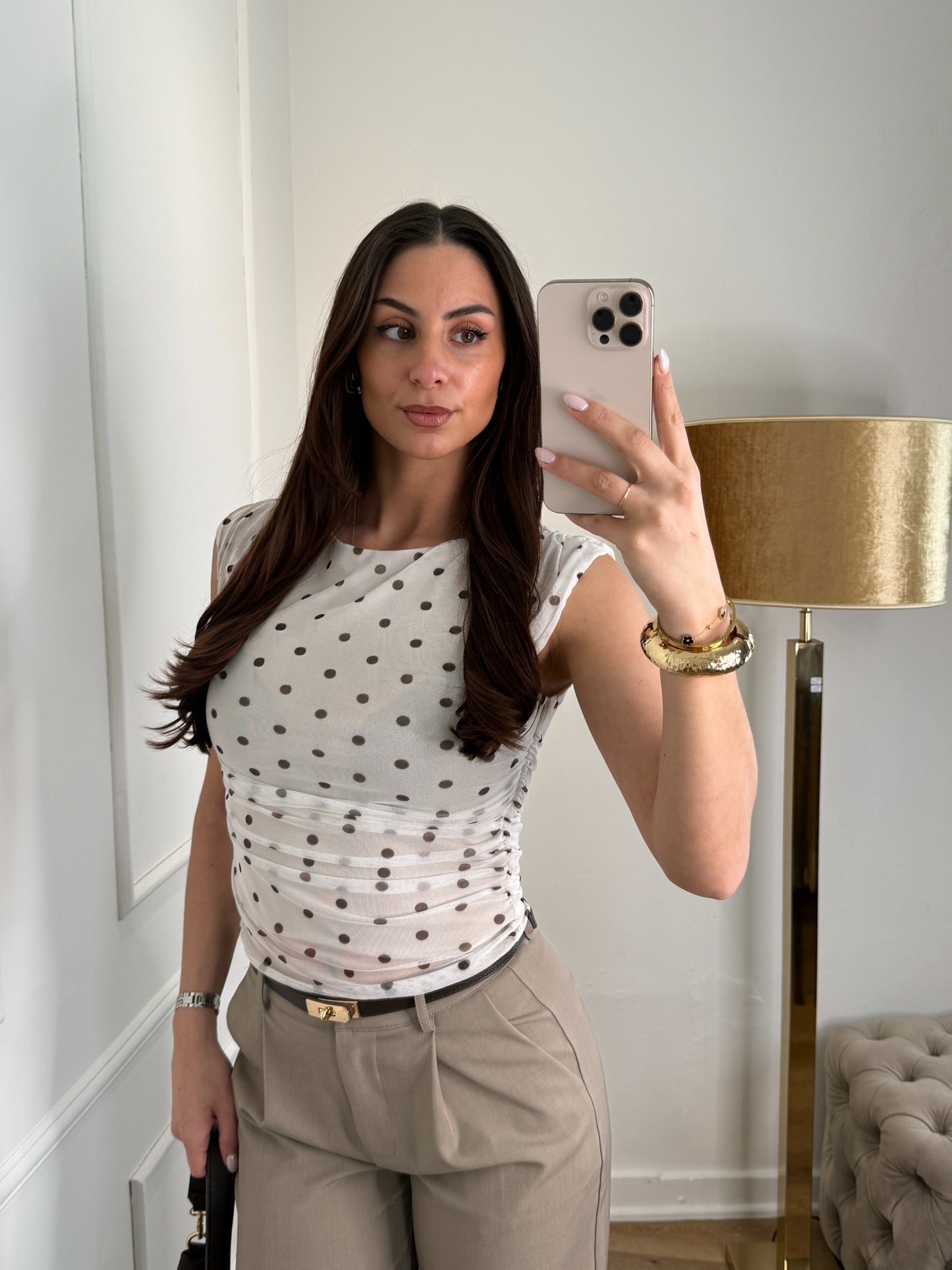 Julia top dots beige