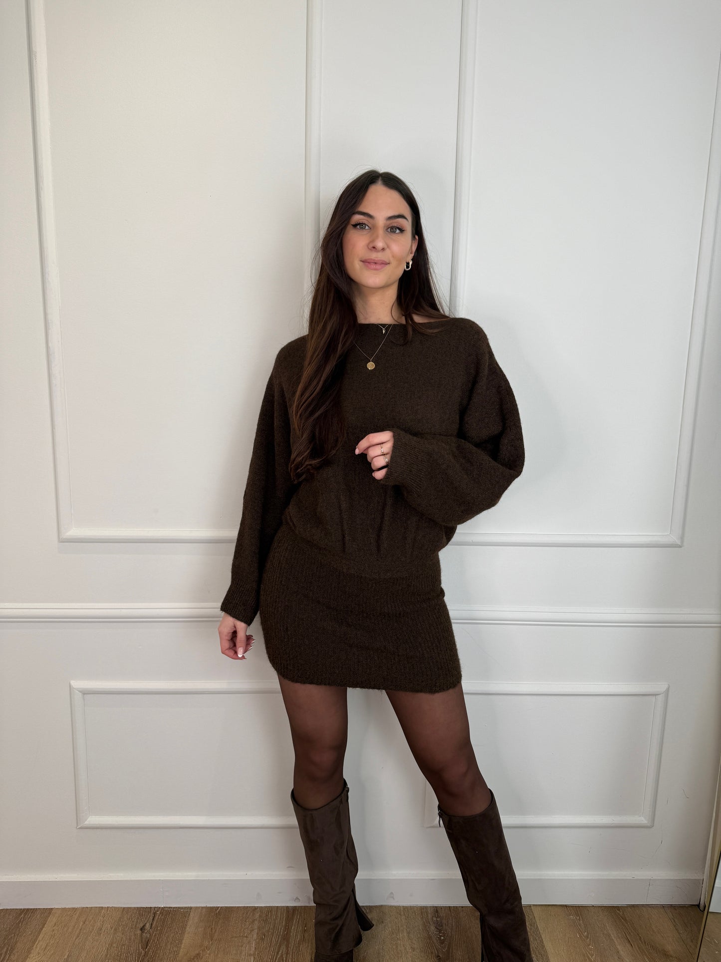 Stephanie knit jurk bruin