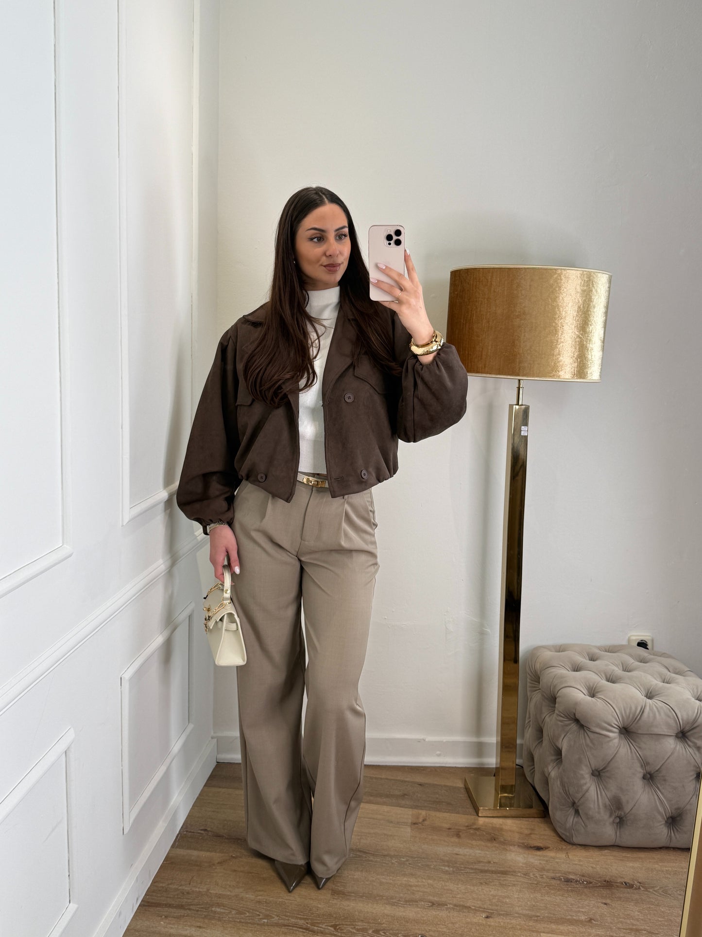 Lina jacket suede bruin