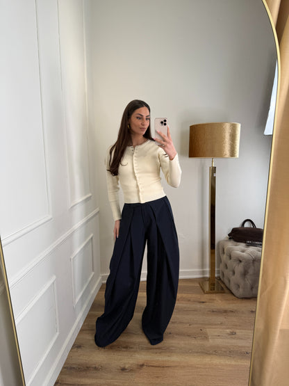 Plooien broek extra lang - navy