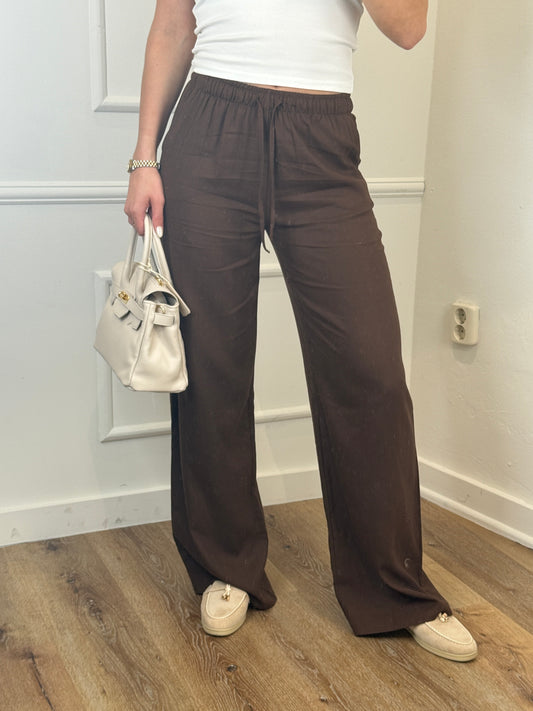 Linen mandy pantalon bruin