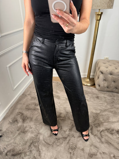 Snake print broek zwart