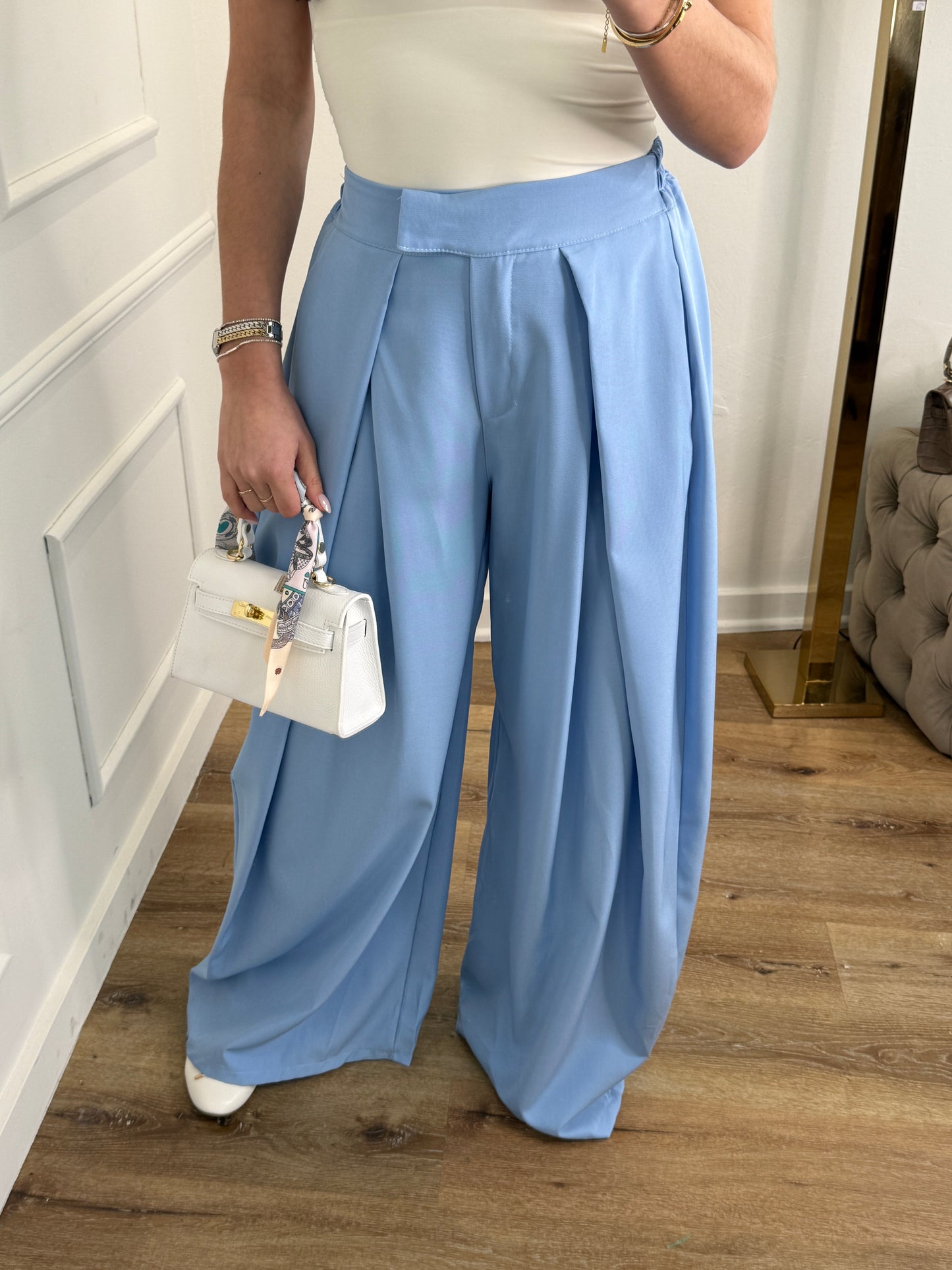 Plooien broek extra lang - blauw