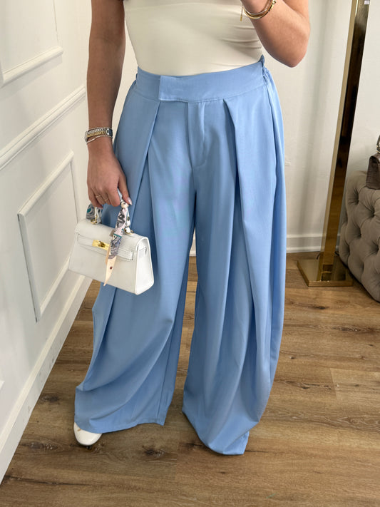 Plooien broek extra lang - blauw