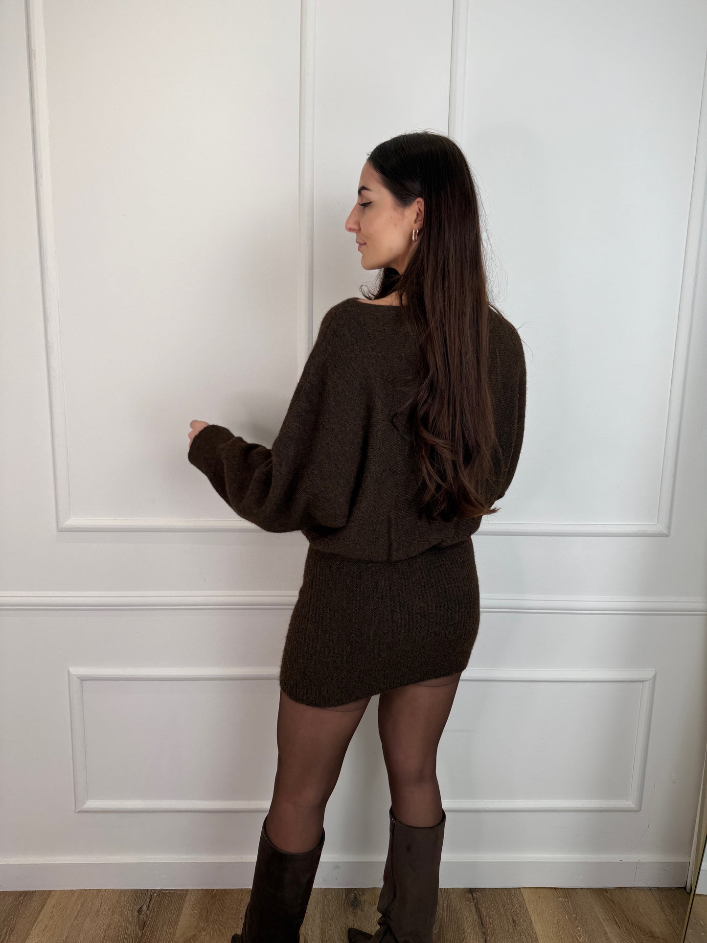 Stephanie knit jurk bruin