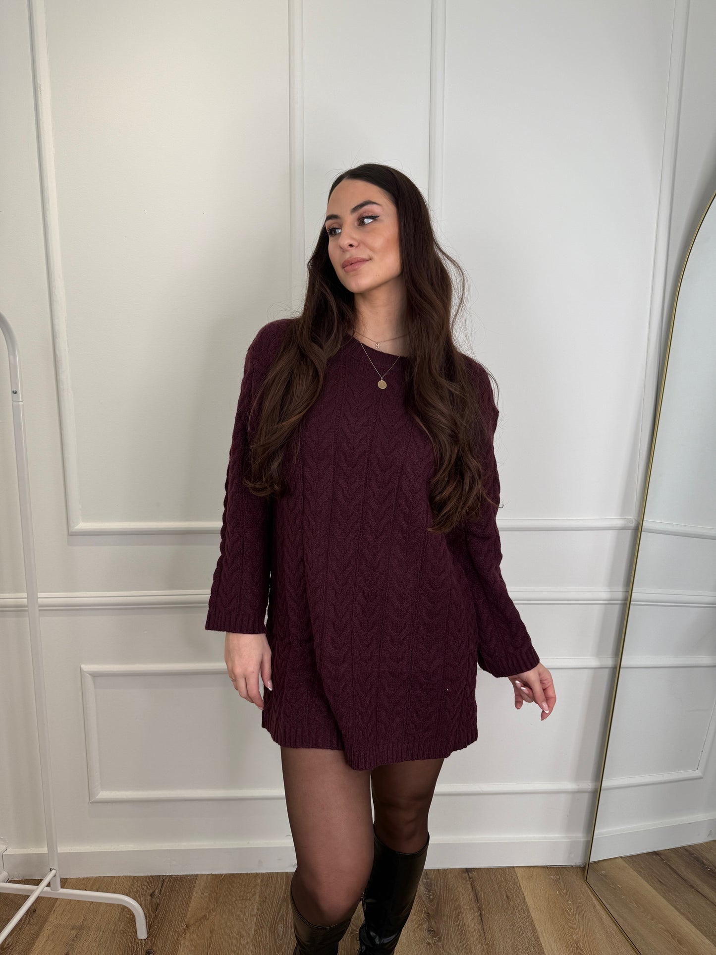 Gebreide jurk - aubergine