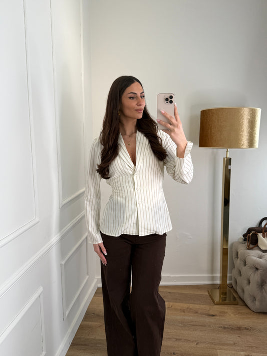 Waist Blouse stripe - creme