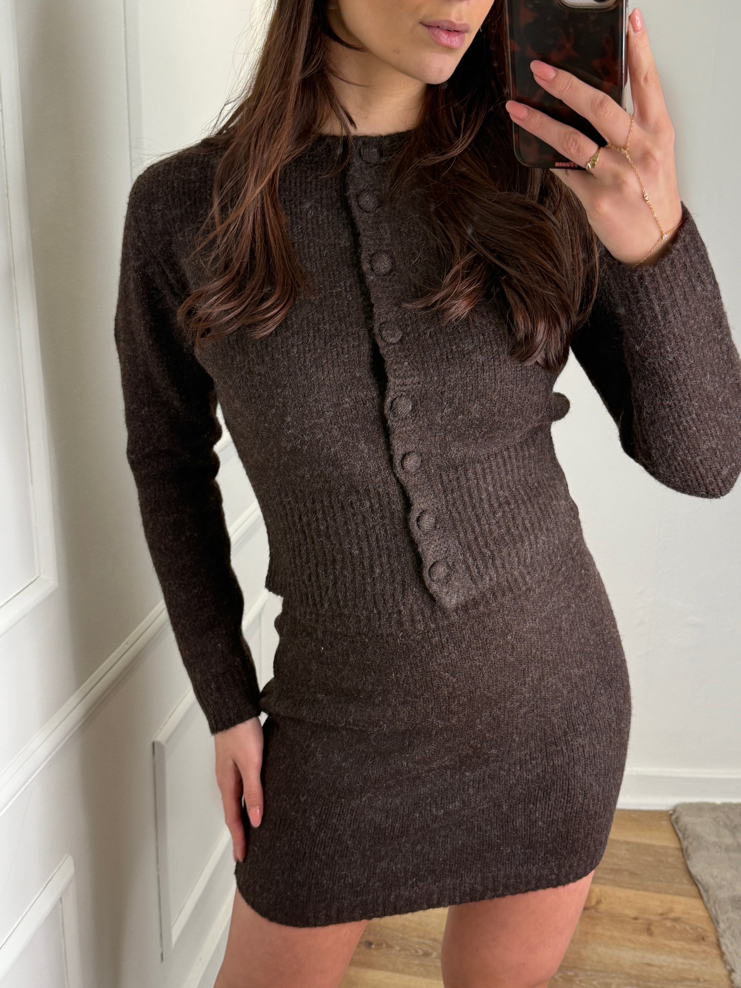 Knit tweedelige set - bruin