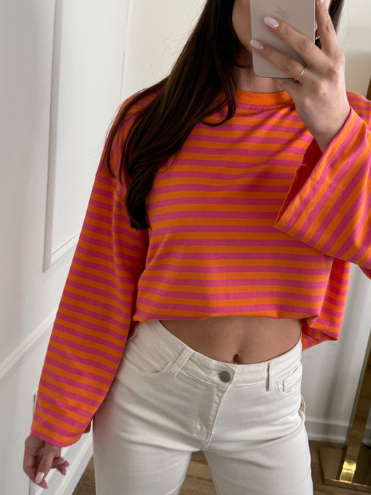 Katy long sleeve roze/oranje