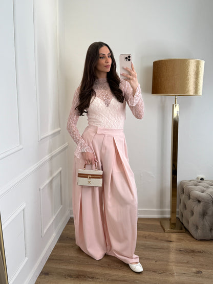 Plooien broek extra lang - roze