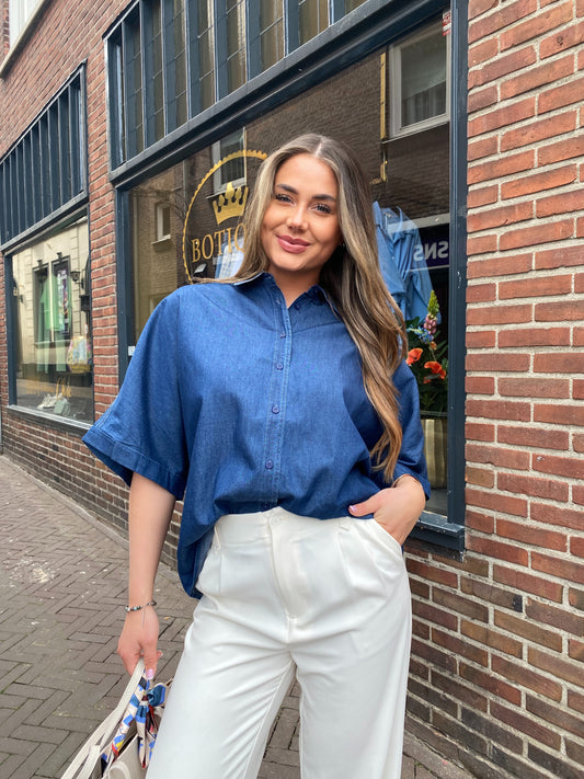 Olivia Spijkerblouse Blauw