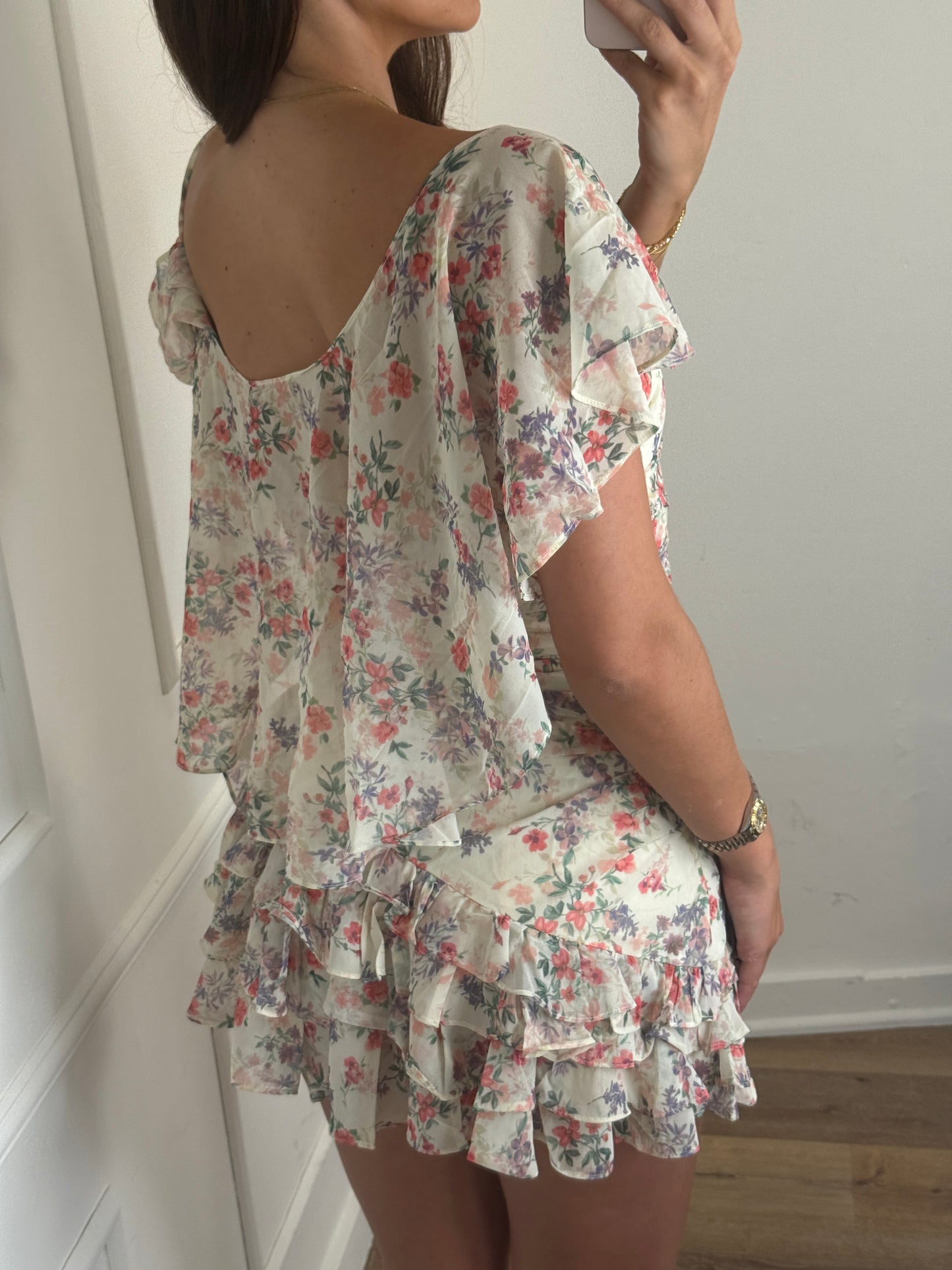 Florine Ruffle Jurk - Rose