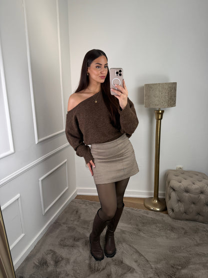 One-shoulder Trui Bruin