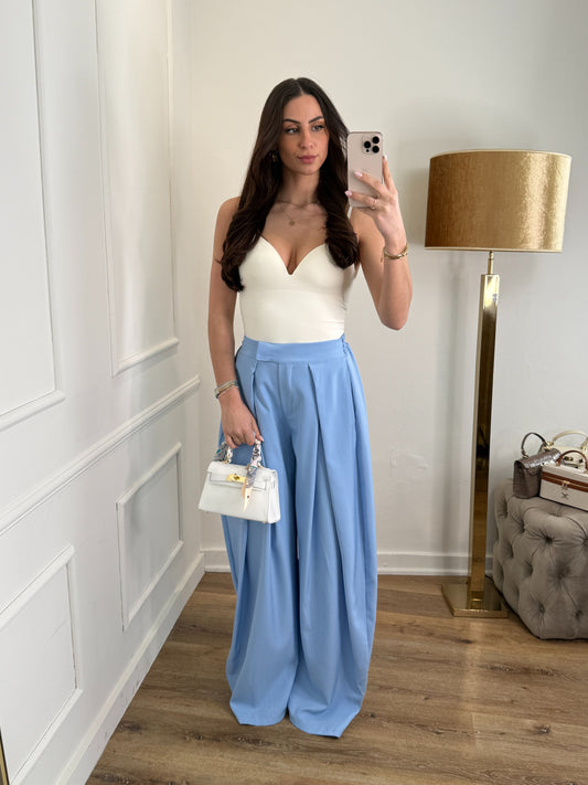 Plooien broek extra lang - blauw