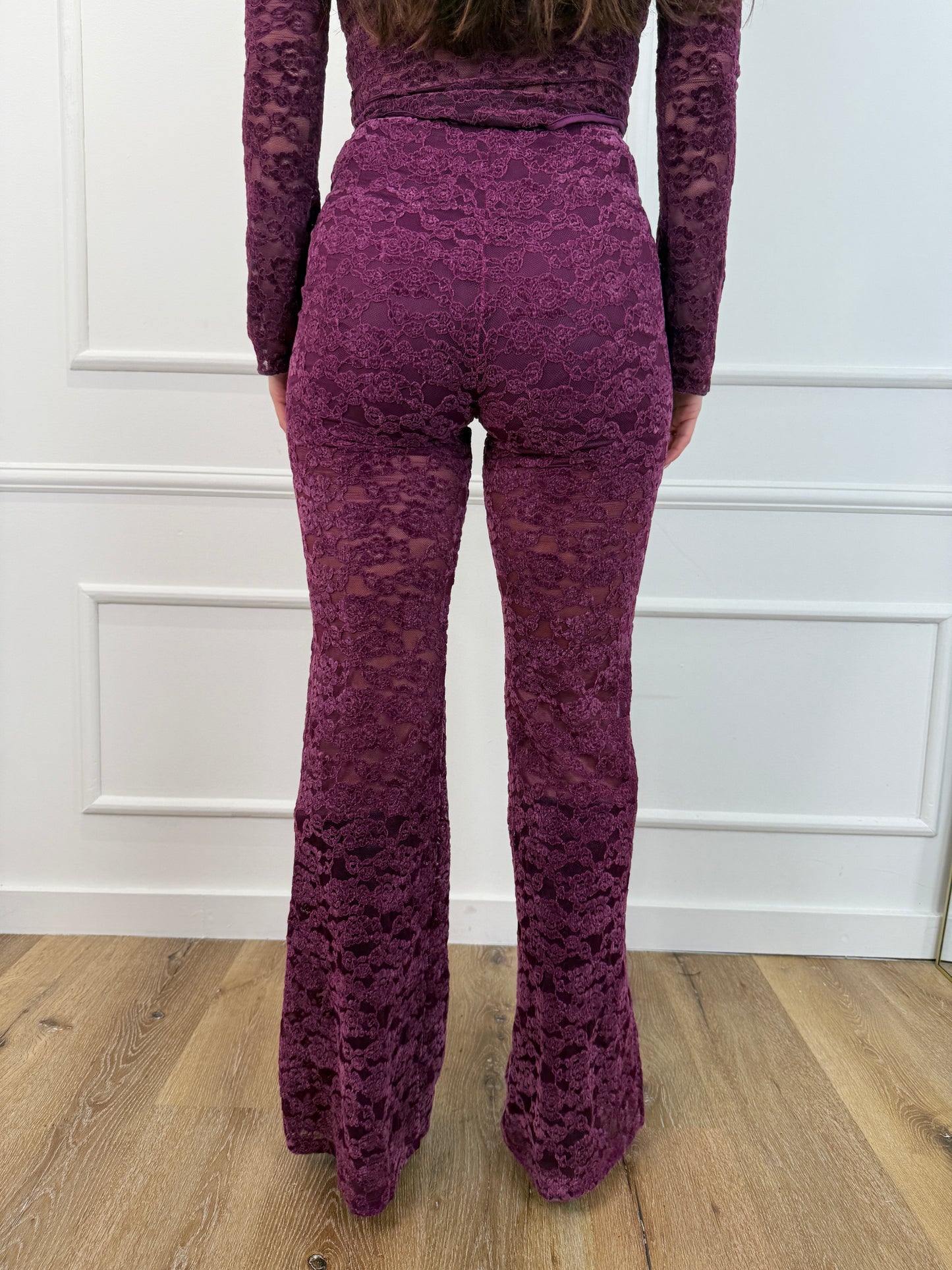 Maud kanten broek bordeaux