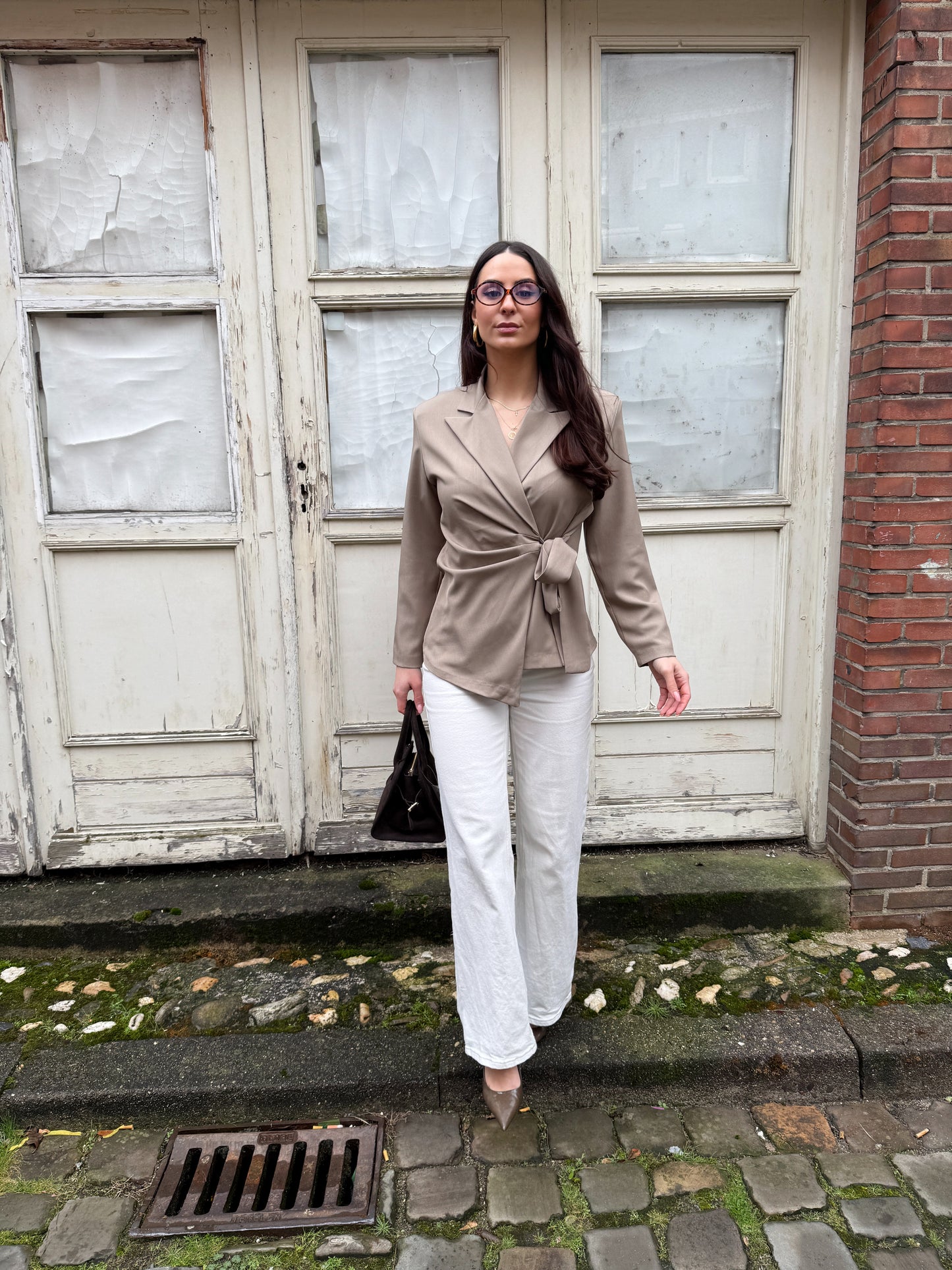 Lily strik blazer - taupe