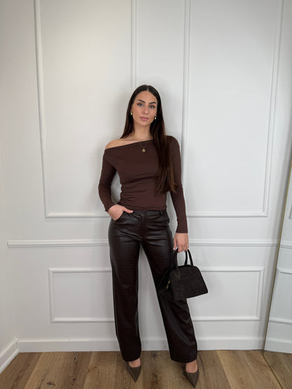 Snake print broek dark brown