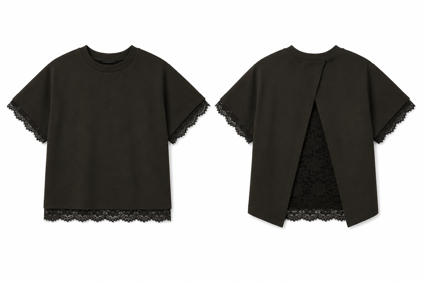 Lilly t-shirt lace zwart