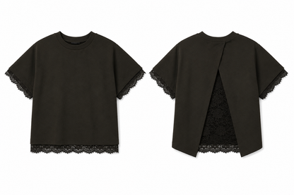 Lilly t-shirt lace zwart