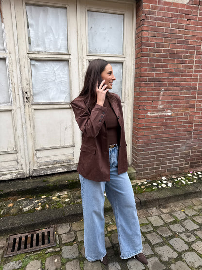 Suede Blazer - Bruin