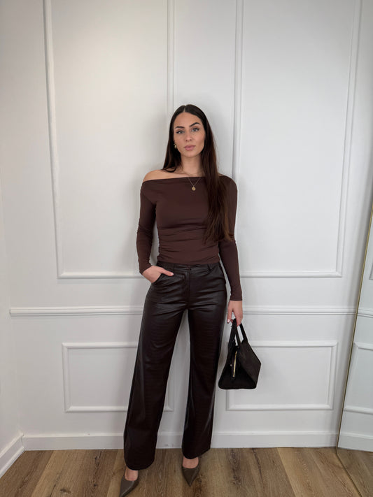 Snake print broek dark brown