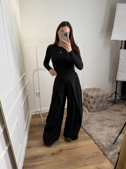 Plooien broek extra lang - zwart