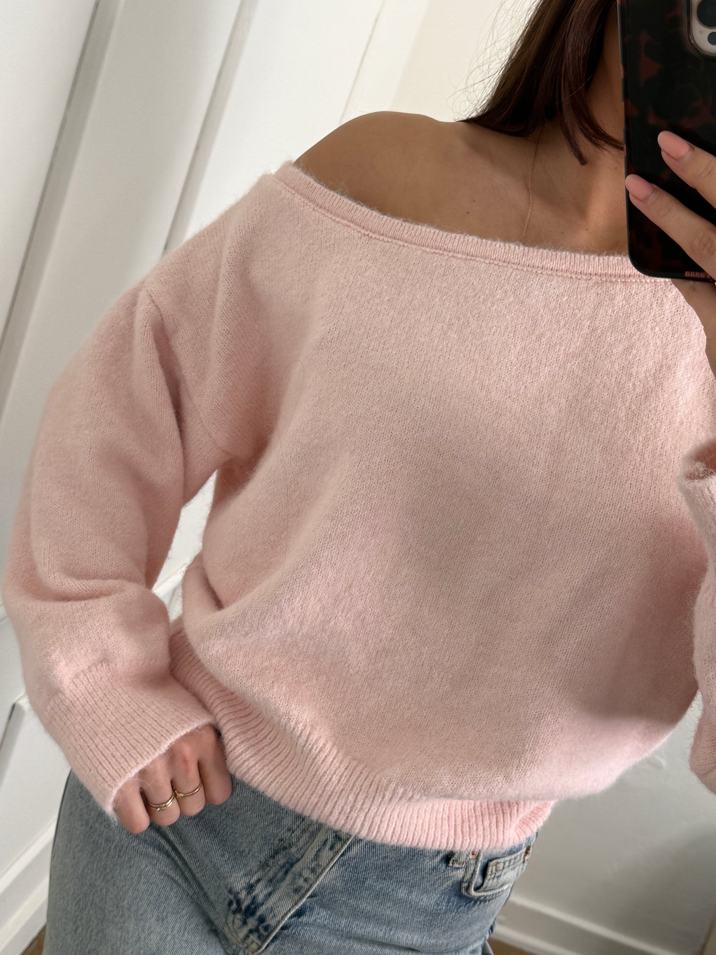 One-shoulder trui - roze