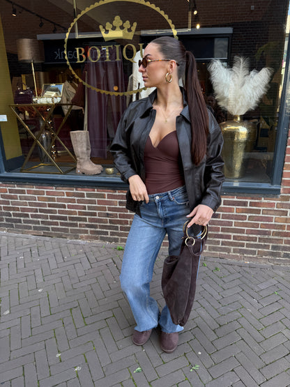 leather oversized jacket