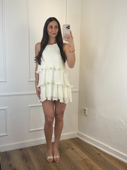 Rosalie Ruffle Dress Creme