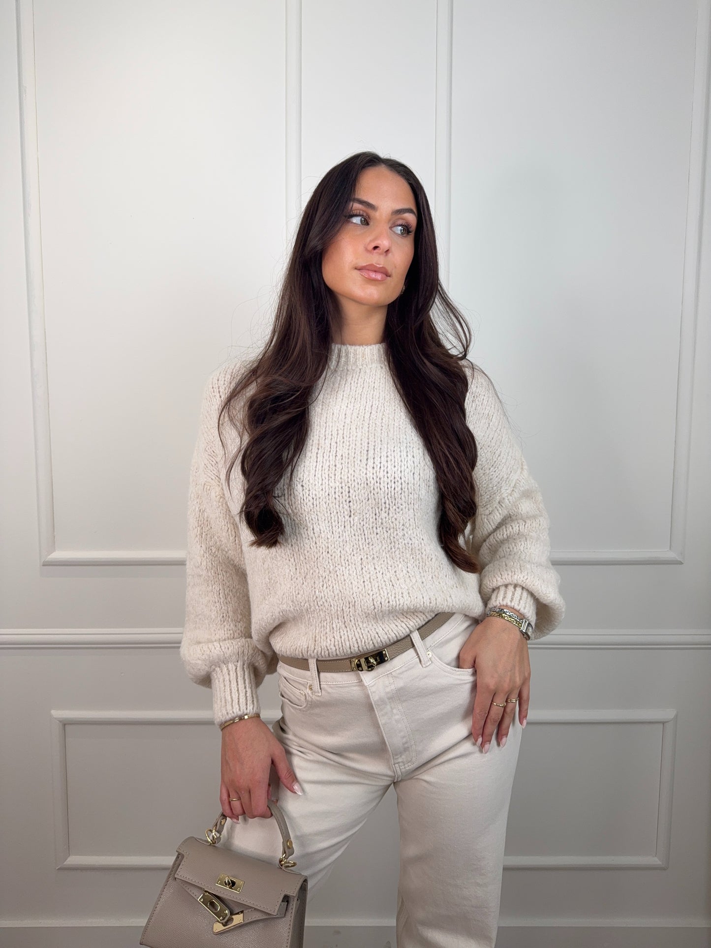 Gioya Gebreide Trui Creme