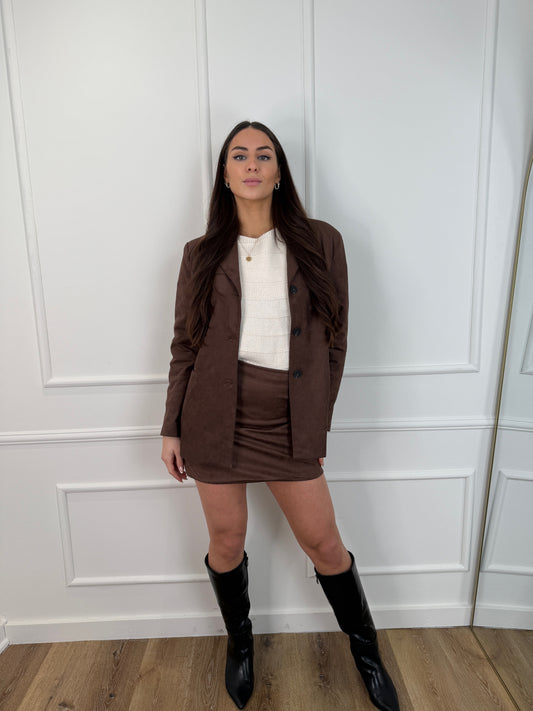 Suede Rokje Bruin