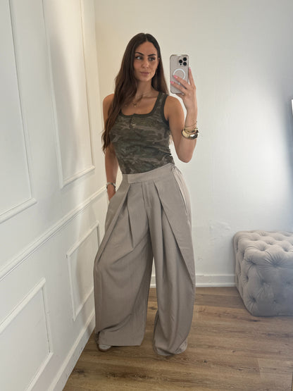 Plooien broek extra lang - taupe