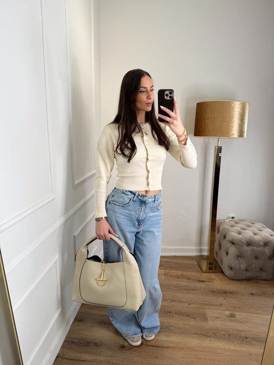 Glanice leren tas - beige