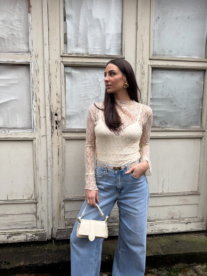 Brooklyn kanten top - beige