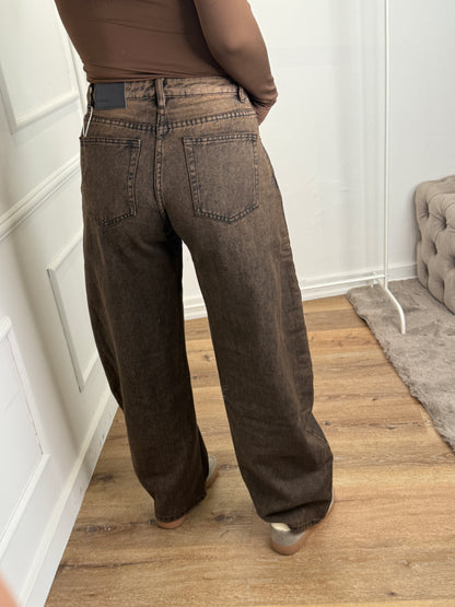Balloon jeans extra lang - washed bruin