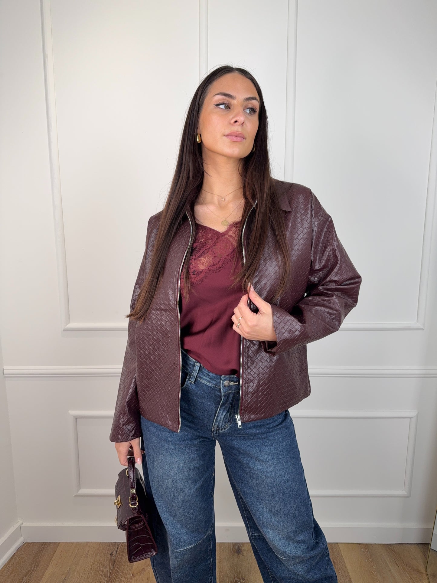 Evelyn Leather Jacket Bordeaux