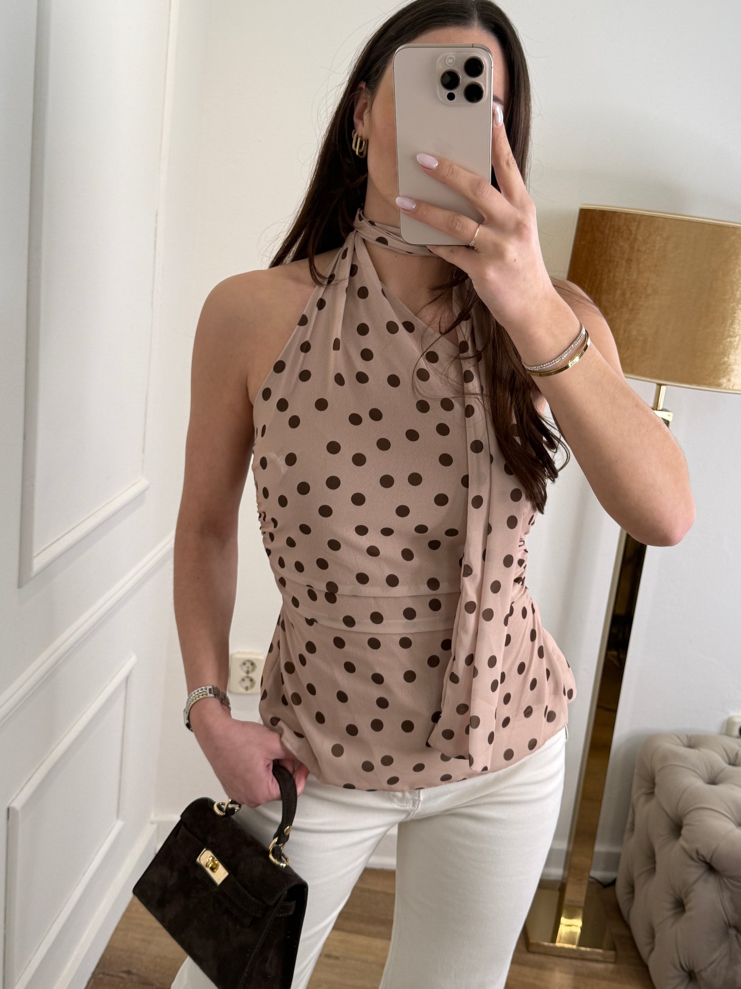 Fee dots top beige/bruin