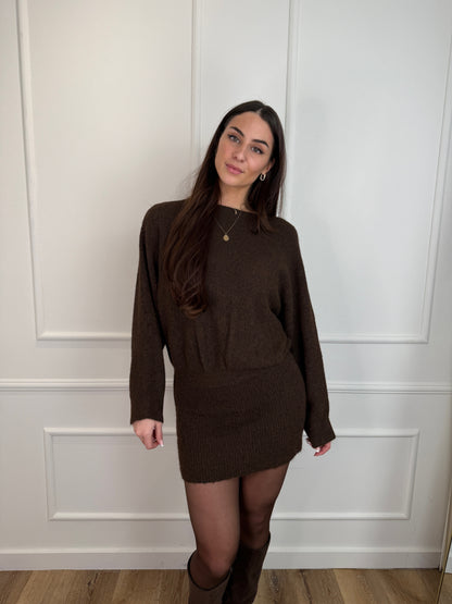 Stephanie knit jurk bruin