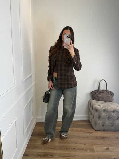 Elle Blazer Bruin Geruit