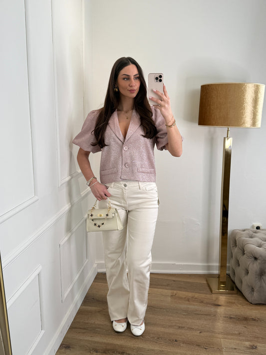 Sparkle pofmouw blazer roze