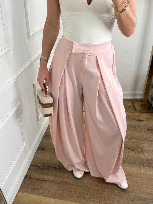 Plooien broek extra lang - roze