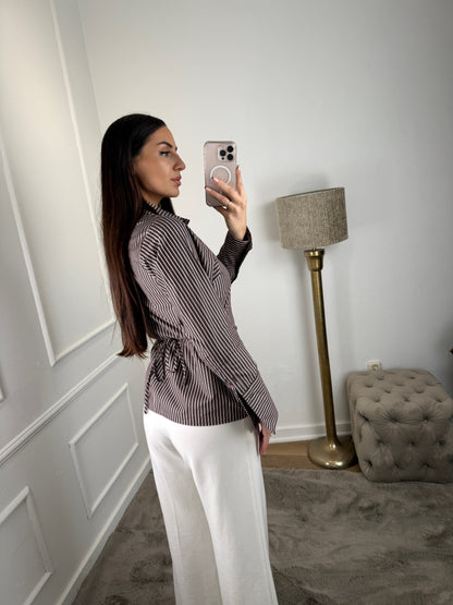 Stripe Waist Blouse Bruin